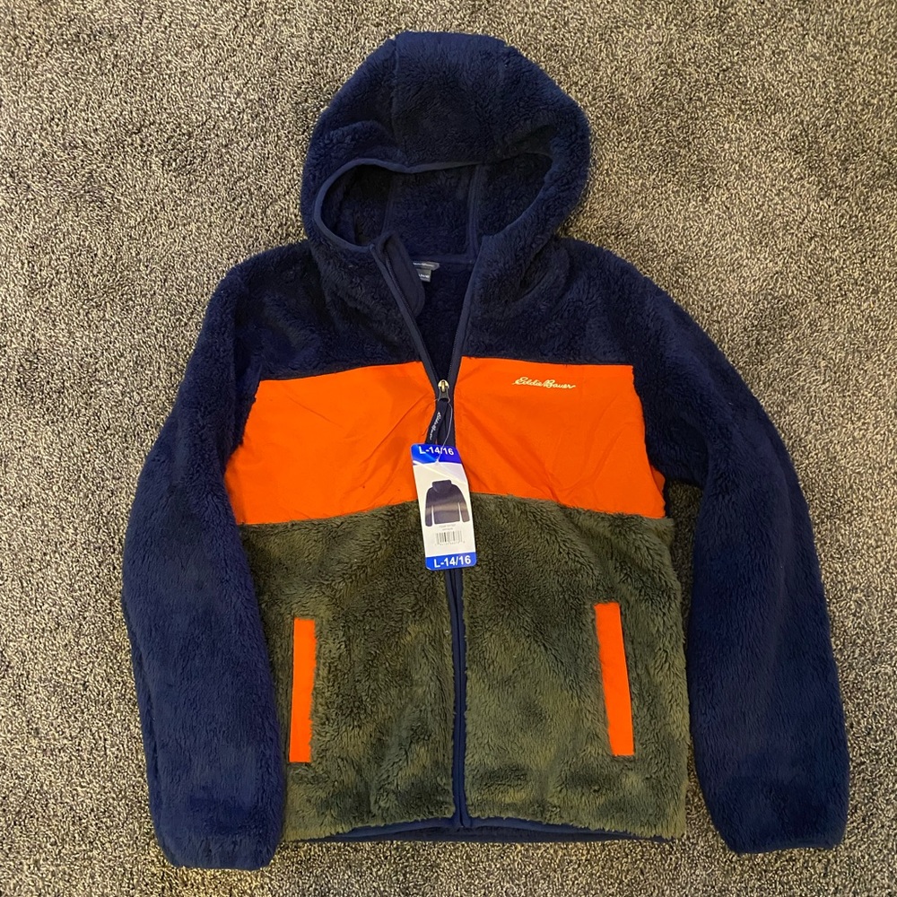 NWT Eddie Bauer kids cozy zip up jacket size L 14/16